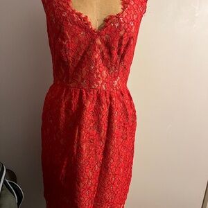 Shoshanna Red Lace Dress 4